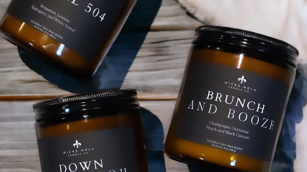 Three candles from Wicks Nola Candle Company