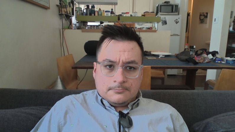 A photo of CNN Underscored electronics writer Henry T. Casey taken on the Alienware m16 R2's 1080p webcam in good lighting.