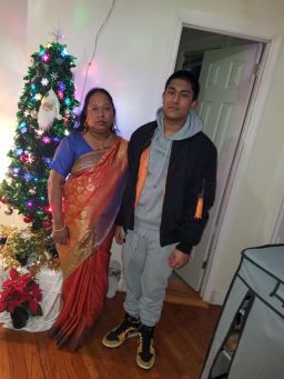 Win Rozario with his mother.