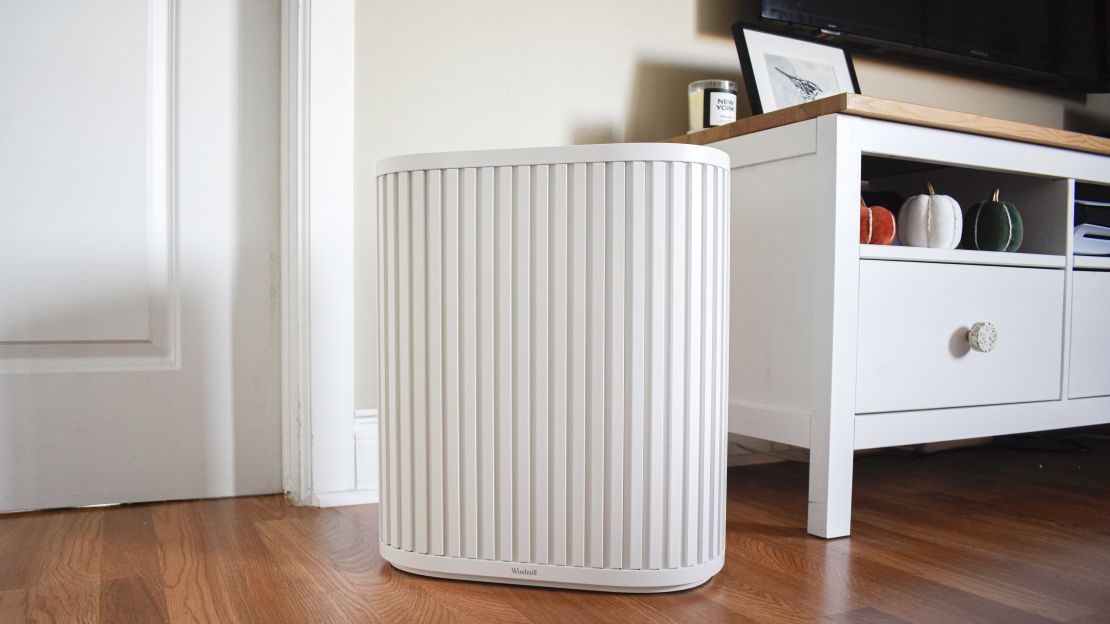 The Windmill Air Purifier on a hardwood floor.