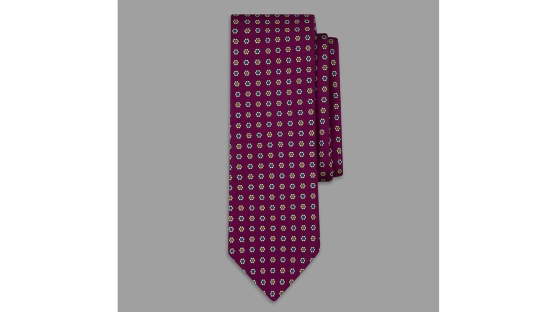 Drake's Wine Mini Floral Print Silk Tie