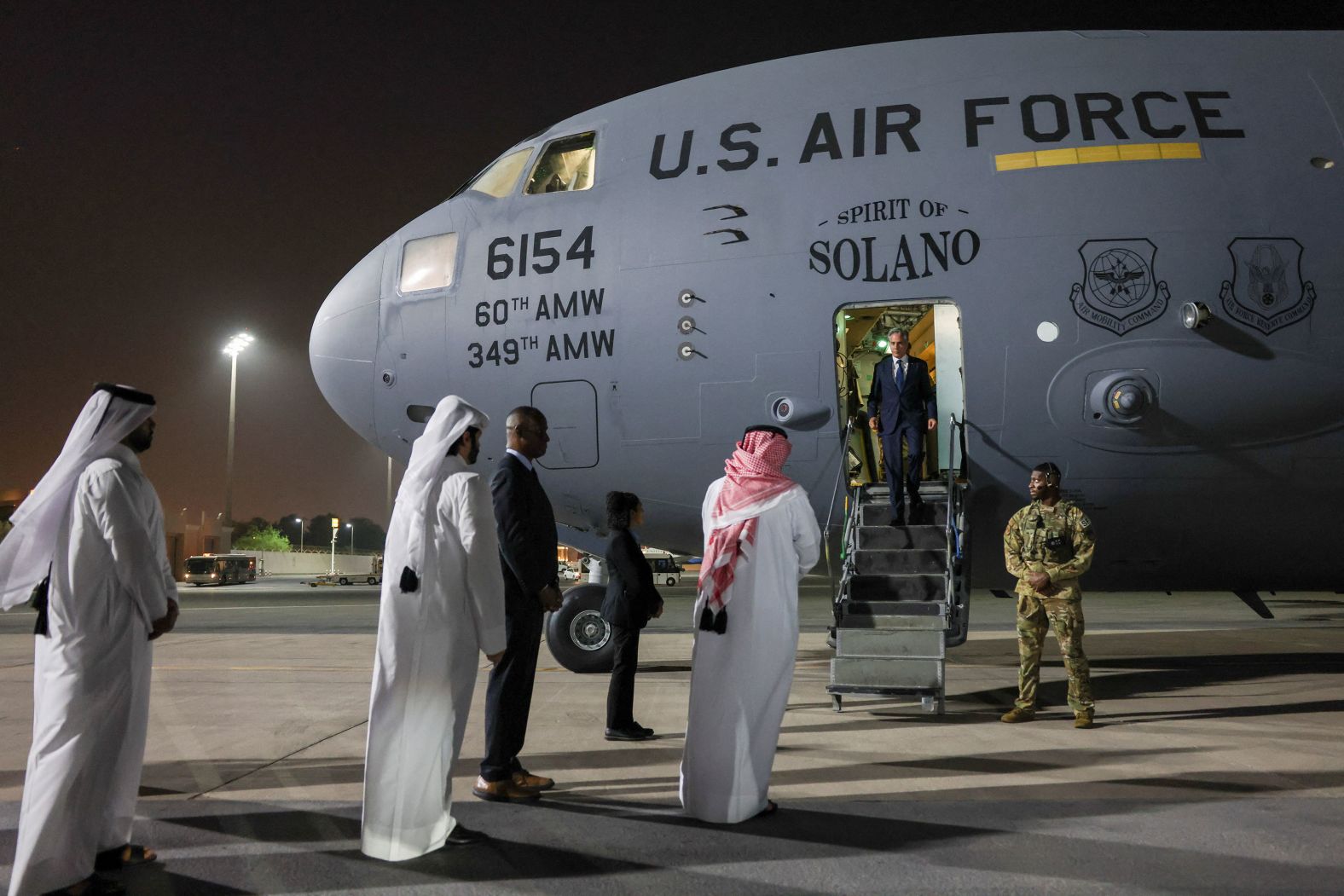 US Secretary of State Antony Blinken arrives in Doha, Qatar, on Tuesday, August 20. Blinken was in Qatar <a >to help negotiate a ceasefire agreement</a> between Israel and Hamas.