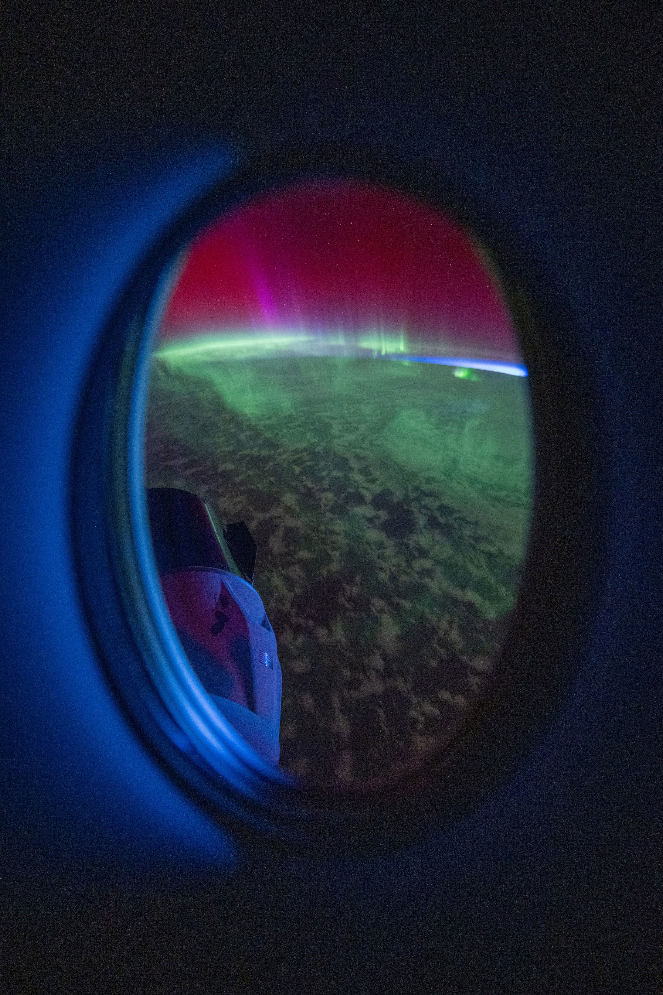 El astronauta de la NASA Matthew Dominick publicó esta foto de la aurora boreal desde la Estación Espacial Internacional el lunes. (Mateo Dominick/NASA)