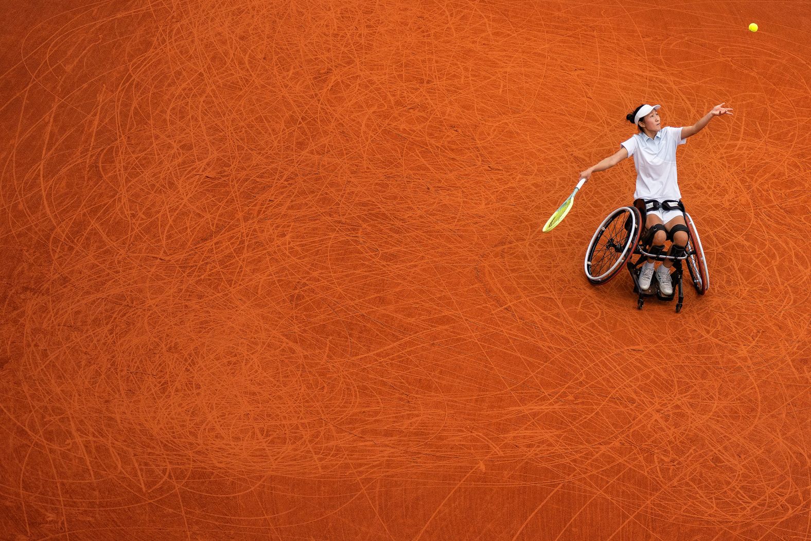 Luoyao Guo<em> </em>of China serves during a quarterfinal match against Deide de Groot of the Netherlands during the Paralympics in Paris on Tuesday, September 3.