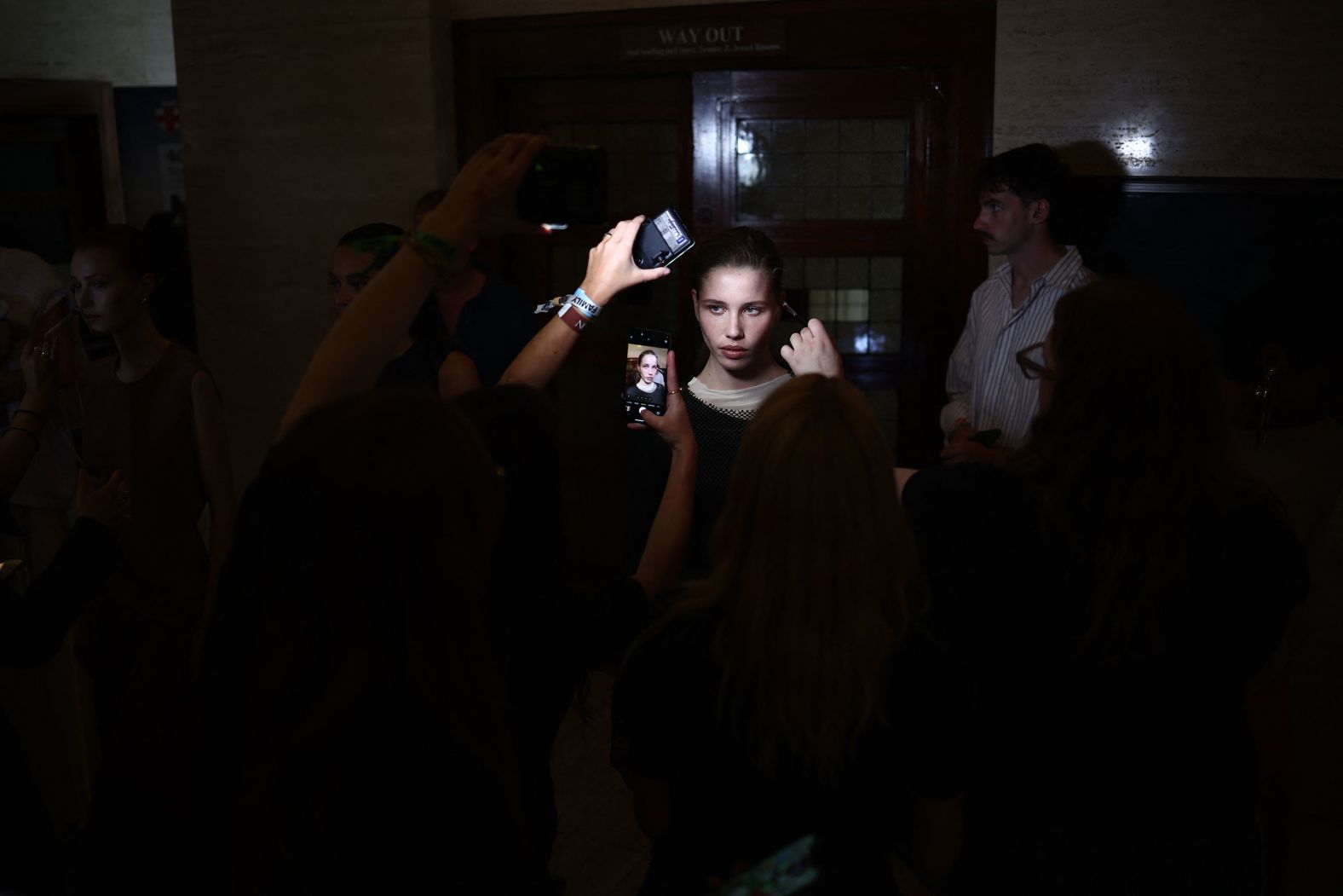 A model gets ready backstage ahead of a Tove fashion show in London on Sunday, September 15. This year marks <a >the 40th anniversary of London Fashion Week</a>.