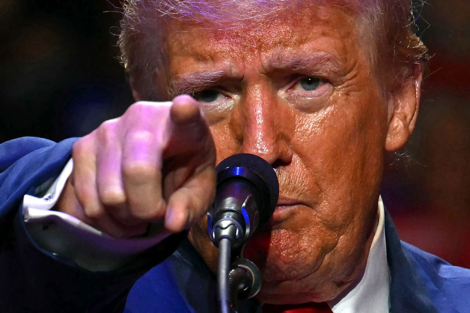 Former President Donald Trump gestures during a campaign rally in Indiana, Pennsylvania, on Monday, September 23.