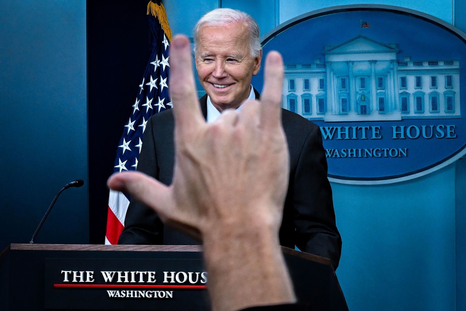 President Joe Biden takes questions as he makes a <a href="index.php?page=&url=https%3A%2F%2Fwww.cnn.com%2Fpolitics%2Flive-news%2Ftrump-harris-election-10-04-24%23cm1v0nyrk00073b6mjnrxmc2s">surprise appearance at the White House daily news briefing</a> on Friday, October 4.