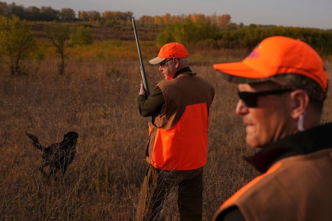 Walz participates in the annual Minnesota Governor's Pheasant Hunting Opener near Sleepy Eye, Minnesota, in October 2024.