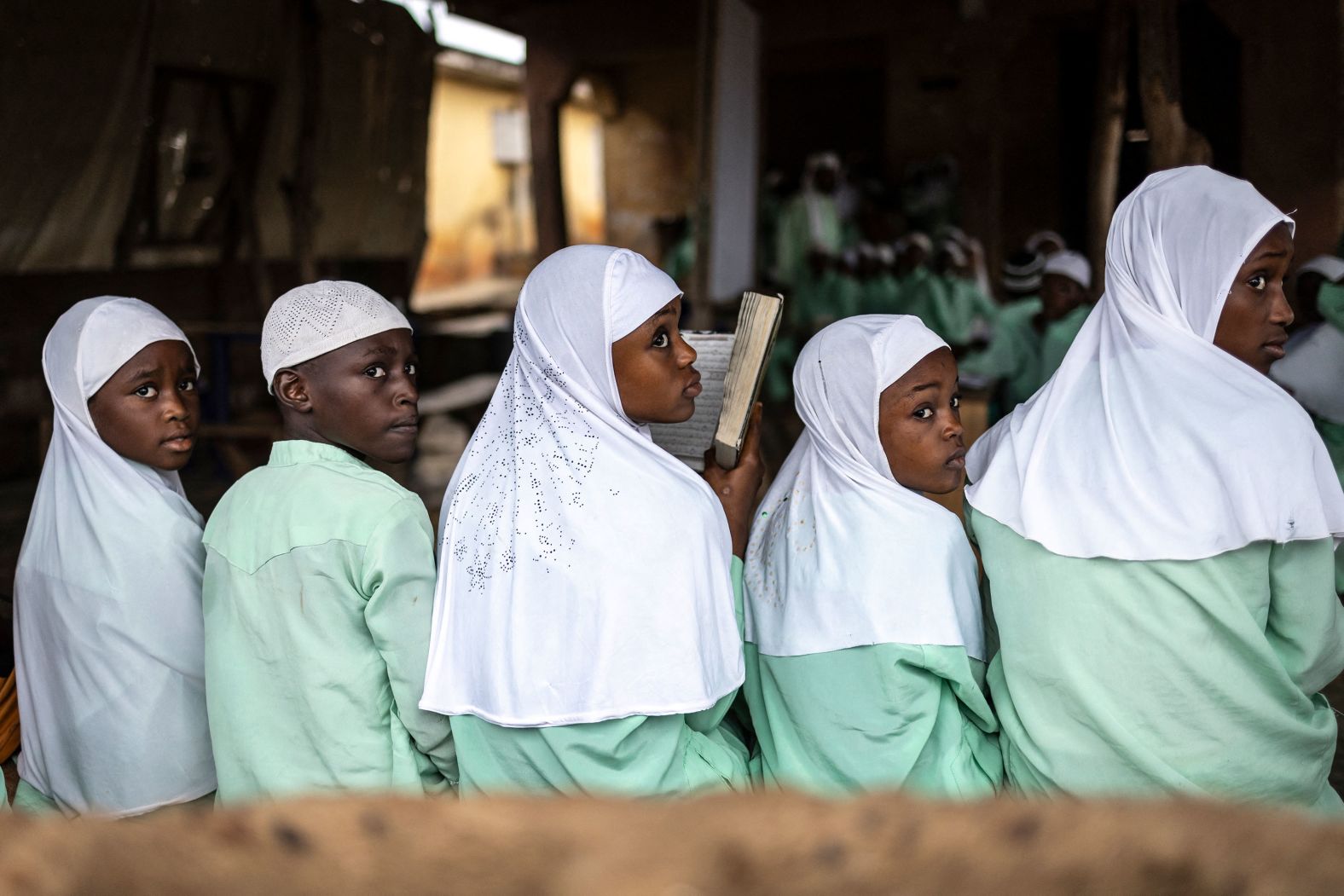 Students attend an Islamic school in Igbo-Ora, Nigeria, on Saturday, October 12.