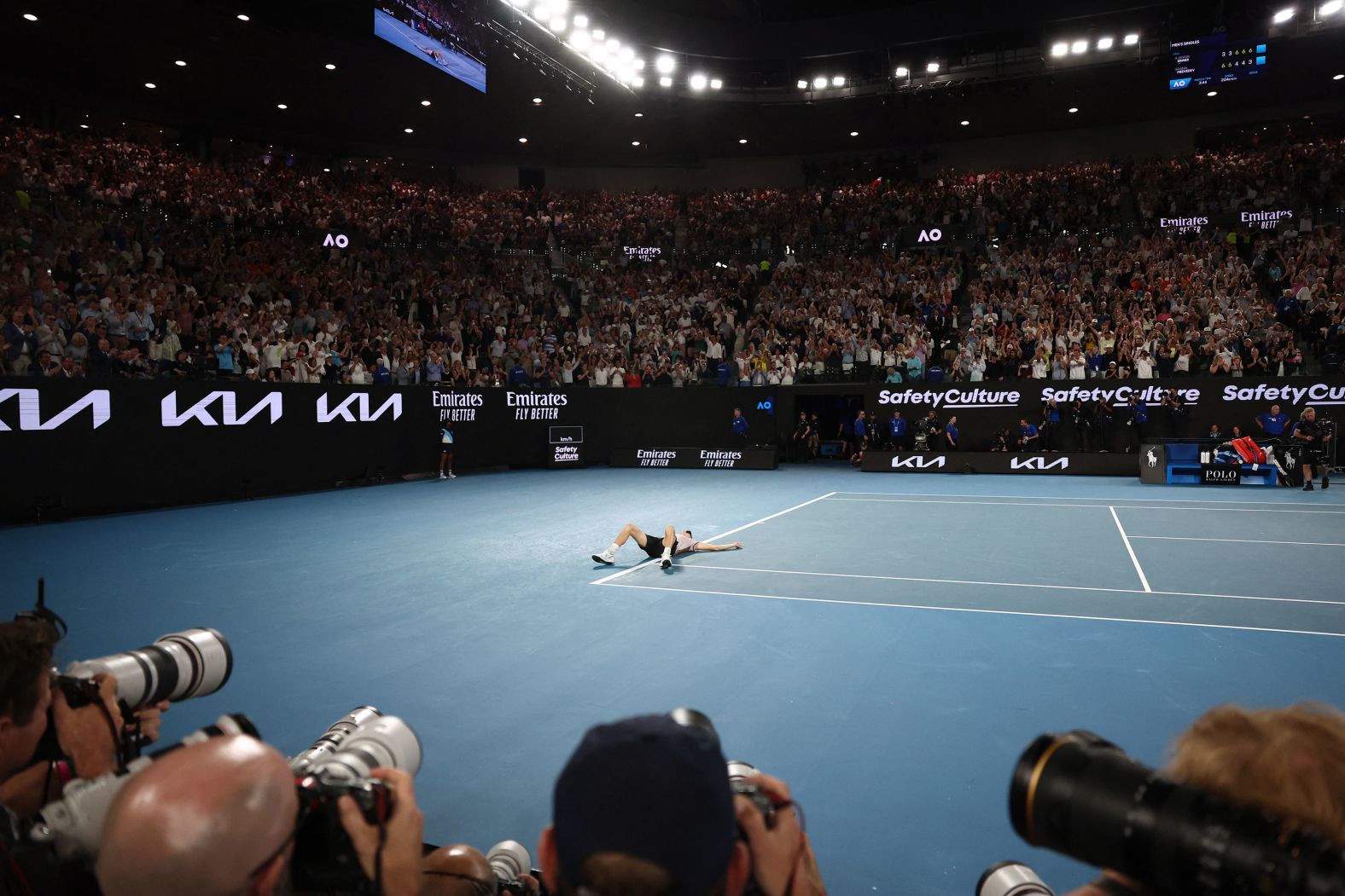 Jannik Sinner celebrates after winning the Australian Open singles title on Sunday, January 28. <a href="index.php?page=&url=https%3A%2F%2Fwww.cnn.com%2F2024%2F01%2F28%2Fsport%2Fjannik-sinner-daniil-medvedev-2024-australian-open-spt-intl%2Findex.html">Sinner overcame a two-set deficit to defeat Daniil Medvedev</a> and become the first Italian man to win a grand slam since 1976.