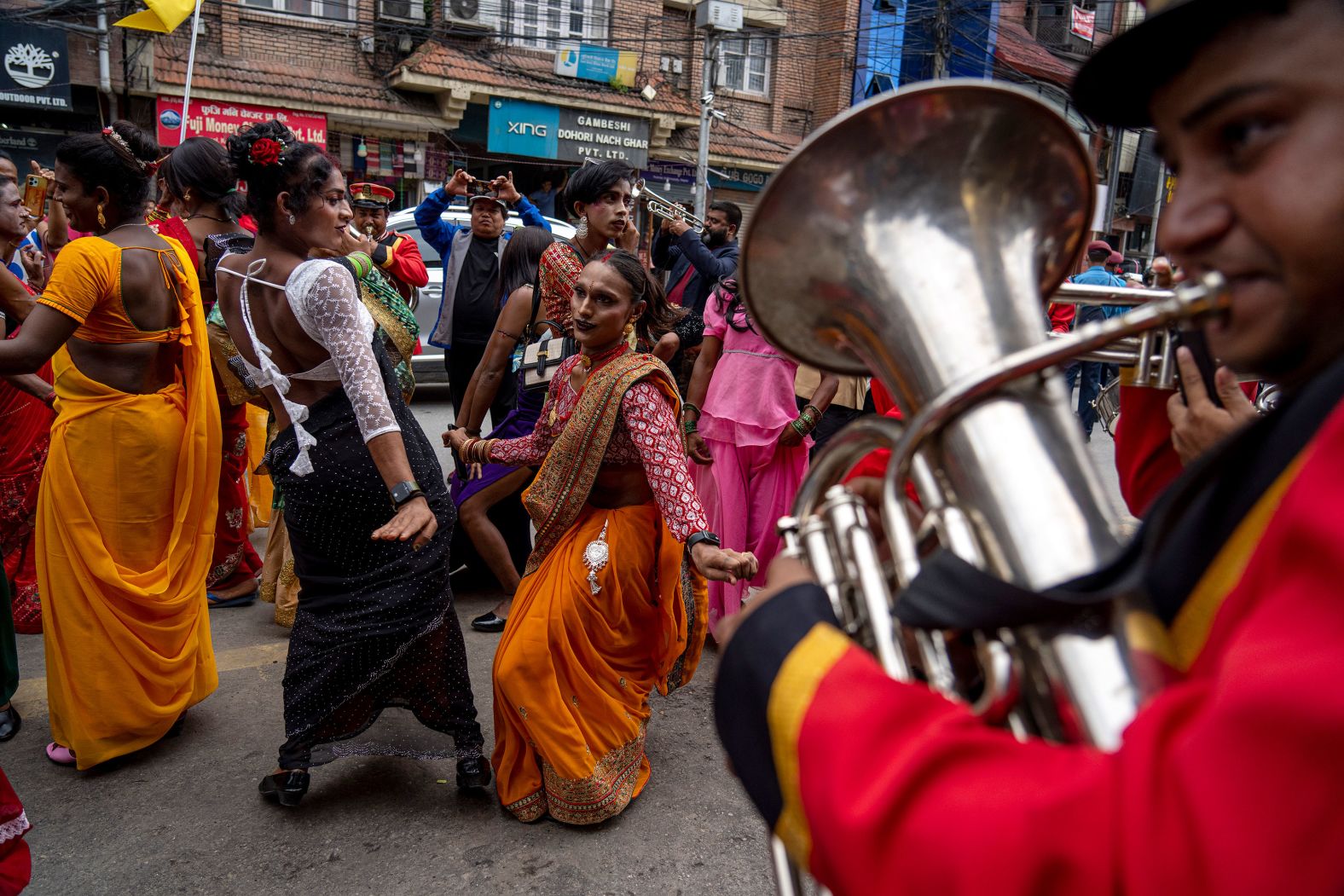 People participate in the annual Pride parade in Kathmandu, Nepal, on Tuesday, August 20.