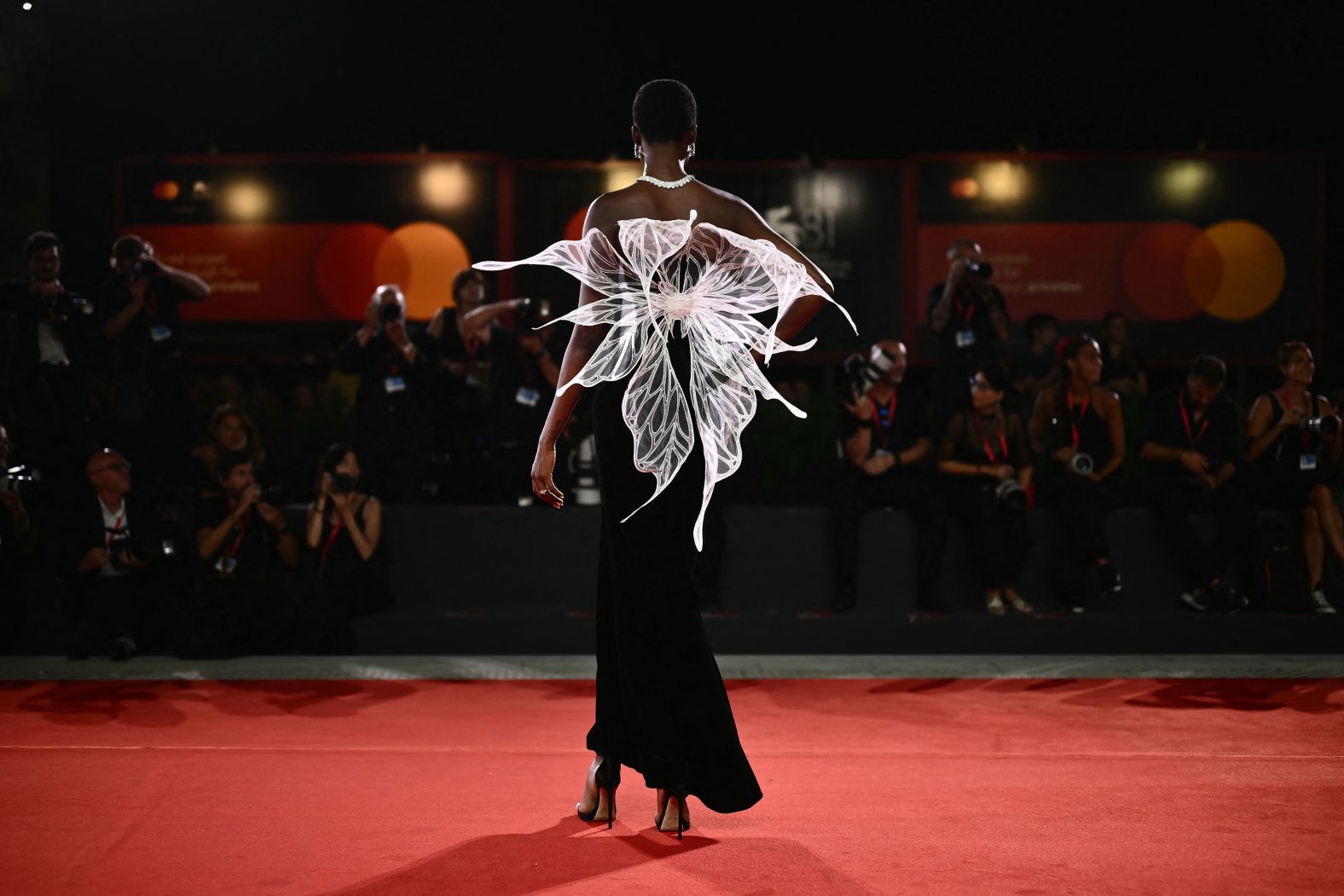 Model Maria Borges attends the red carpet for the movie “Diva Futura” at the Venice Film Festival in Italy on Wednesday, September 4.