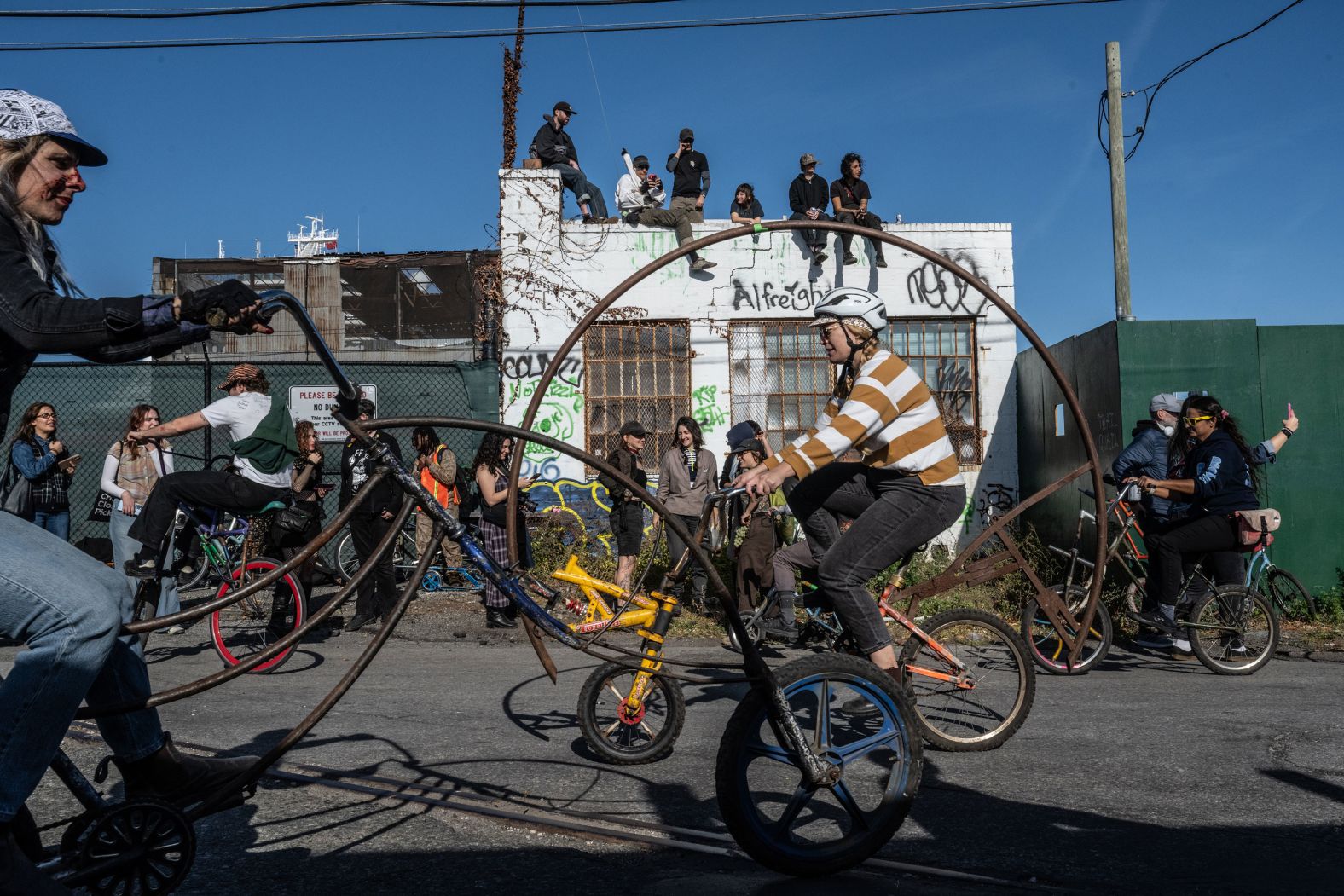 People ride “mutant bikes” at the annual Bike Kill gathering in New York on Saturday, October 26.