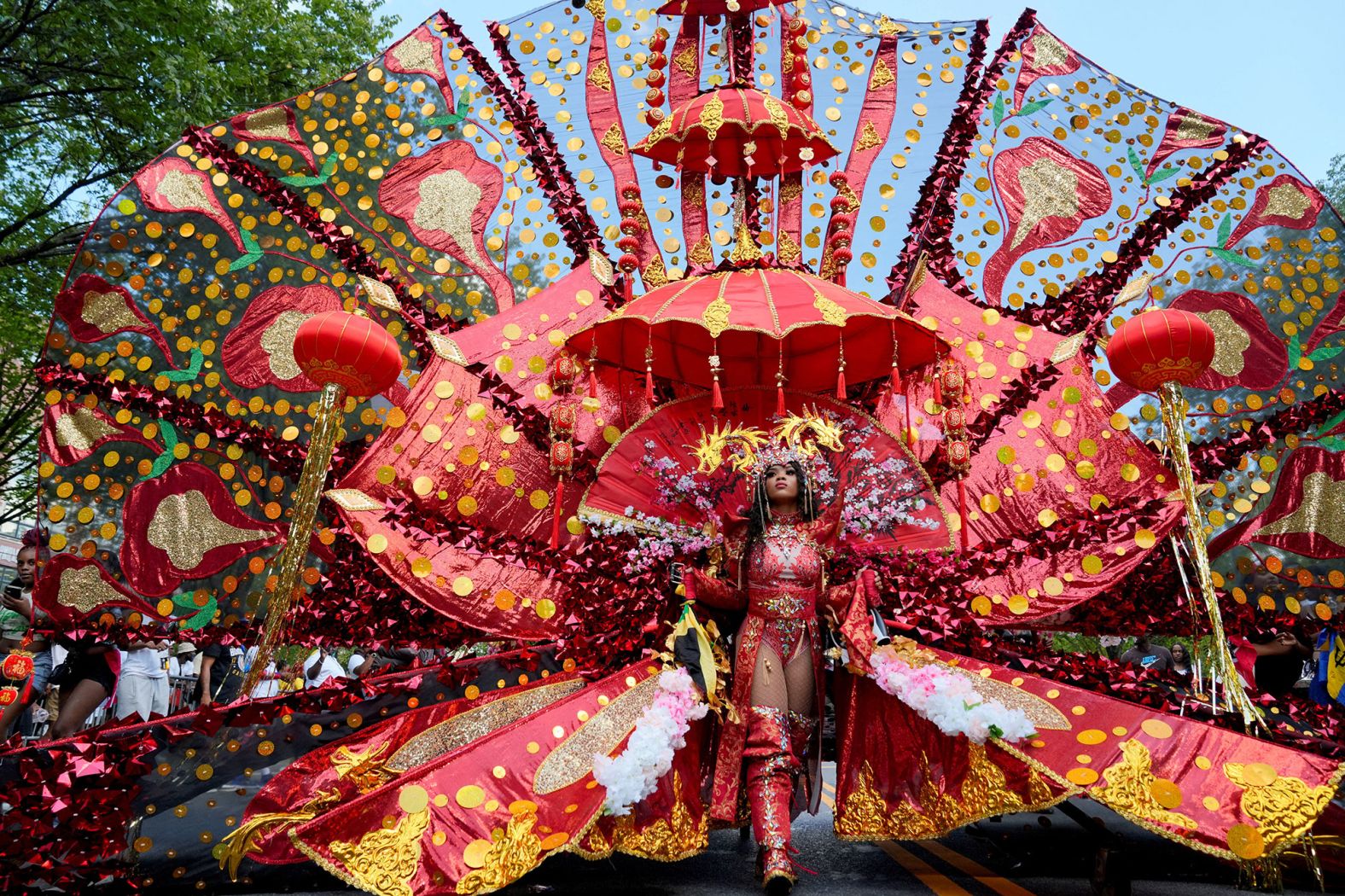 A woman in a costume participates in the annual West Indian American Day parade in Brooklyn, New York, on Monday, September 2.