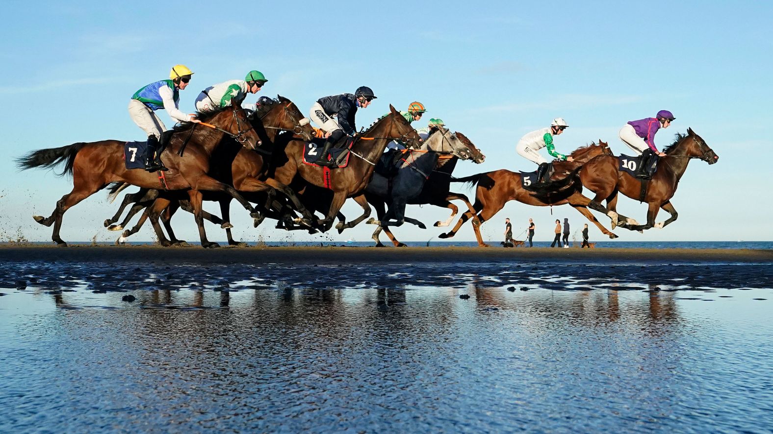 Horses race at the Laytown Racecourse in County Meath, Ireland, on Monday, September 16.