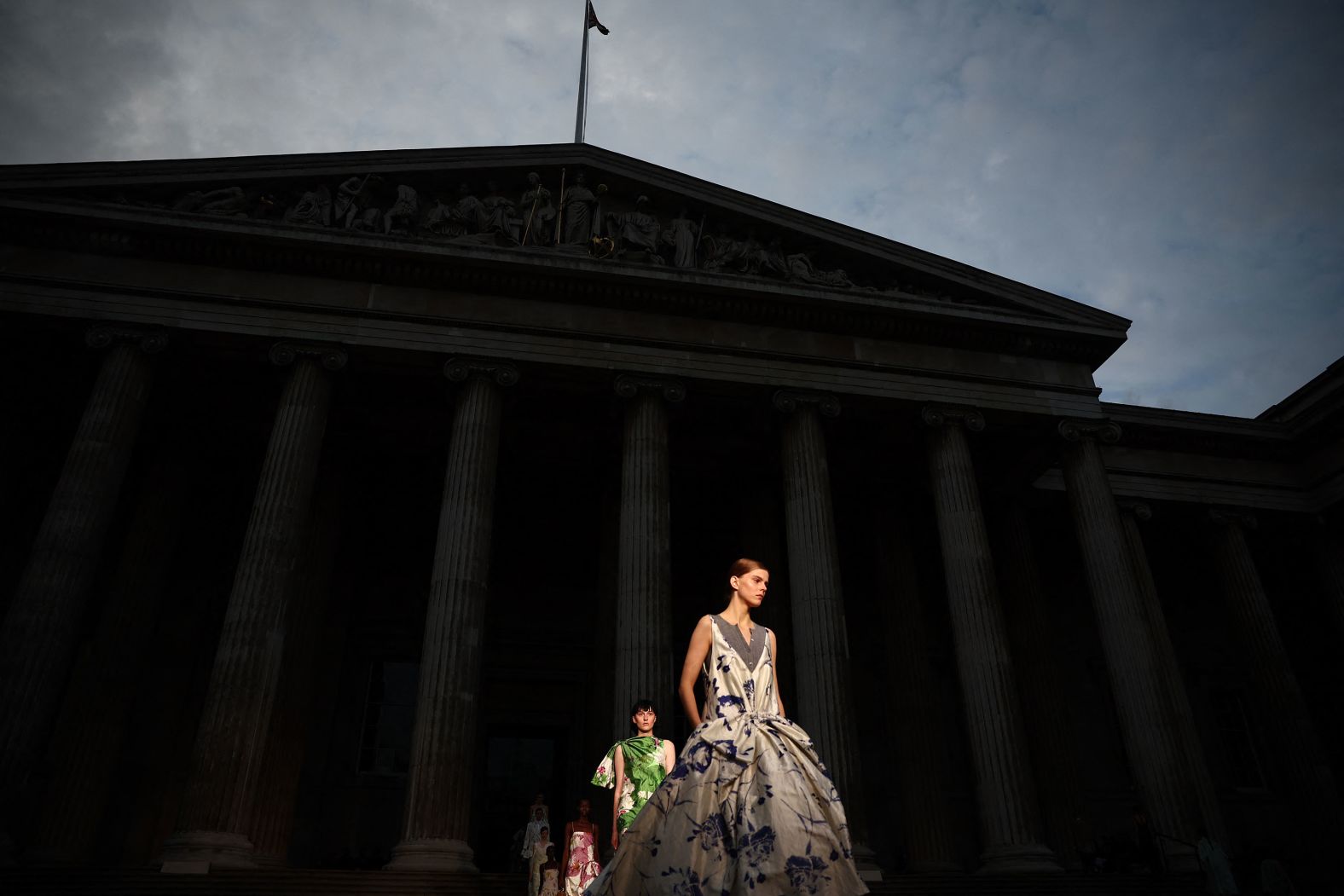 Models take part in an Erdem fashion show in front of the British Museum in London on Sunday, September 15. <a >See last week in 30 photos</a>.