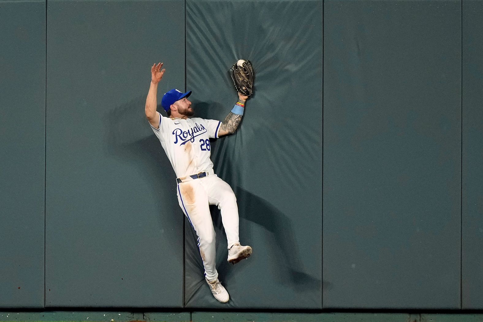 Kansas City Royals center fielder Kyle Isbel catches a fly ball during a Major League Baseball game against Tampa Bay on Wednesday, July 3.