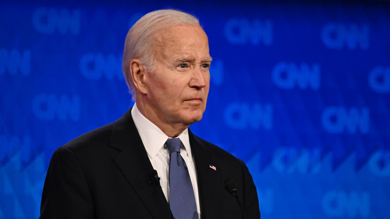 Former President Donald Trump and President Joe Biden debate at CNN's Atlanta studios on June 27, 2024.