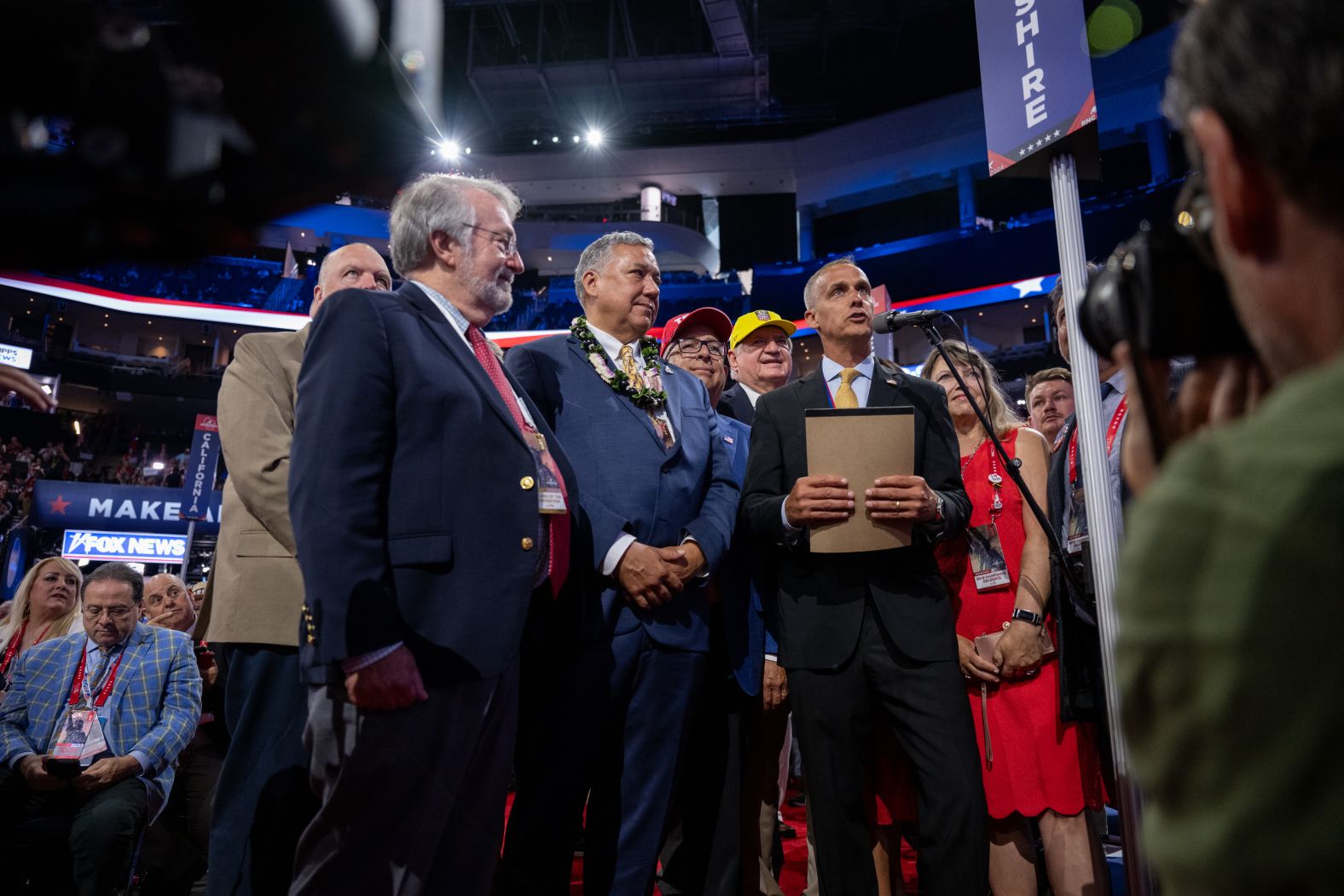 The delegation from New Hampshire delivers their nomination speech in support of Trump on Monday.