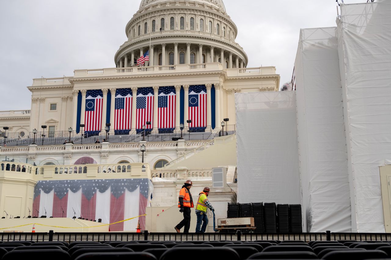 Preparations are made for Donald Trump’s inauguration at the US Capitol on Friday.