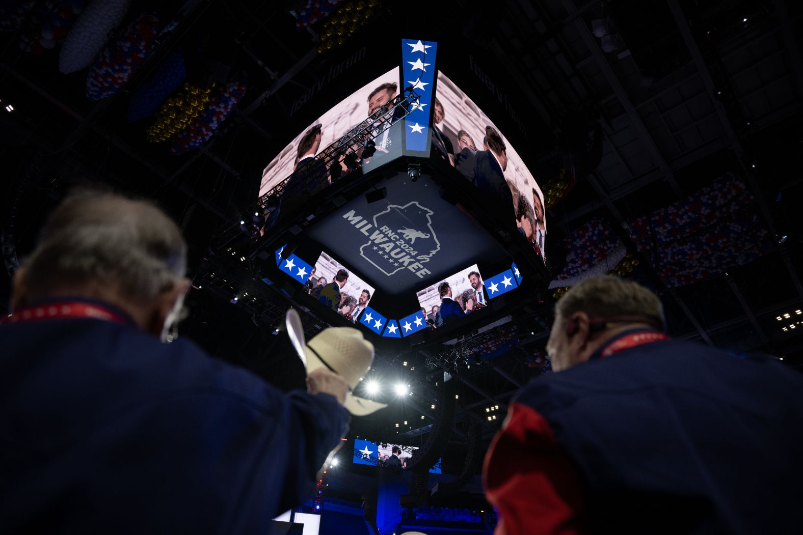 Delegates cheer after Vance's speech on Wednesday.