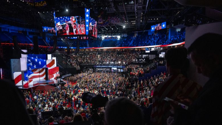 The colors are presented at the start of day four of the 2024 Republican National Convention hosted at the Fiserv Forum in Milwaukee, Wisconsin, on July 18, 2024. (Will Lanzoni/CNN)