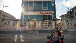 An ExxonMobil sign adorns the side of the company’s office building in Georgetown, Guyana, on March 9, 2025.