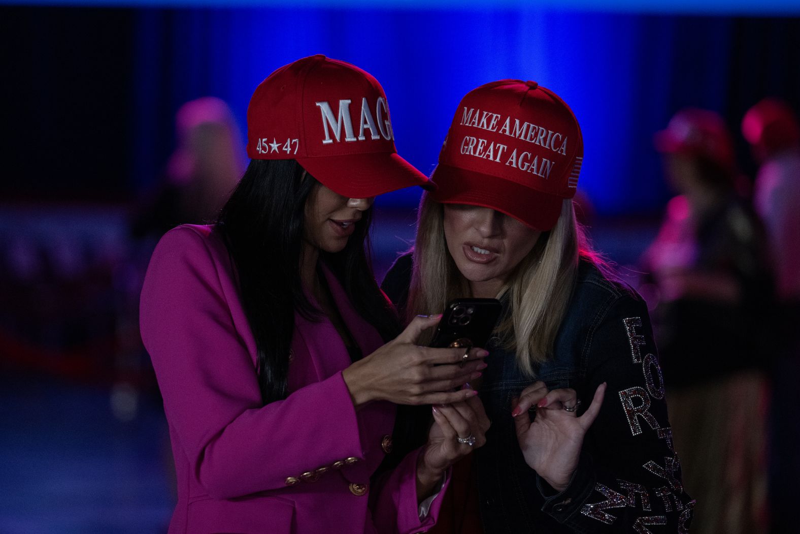 People in West Palm Beach attend Trump's election night watch party.