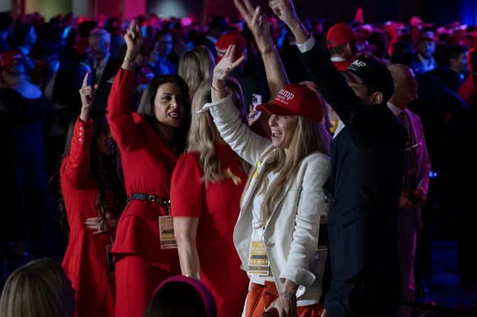 Trump supporters cheer at his election night watch party in West Palm Beach.