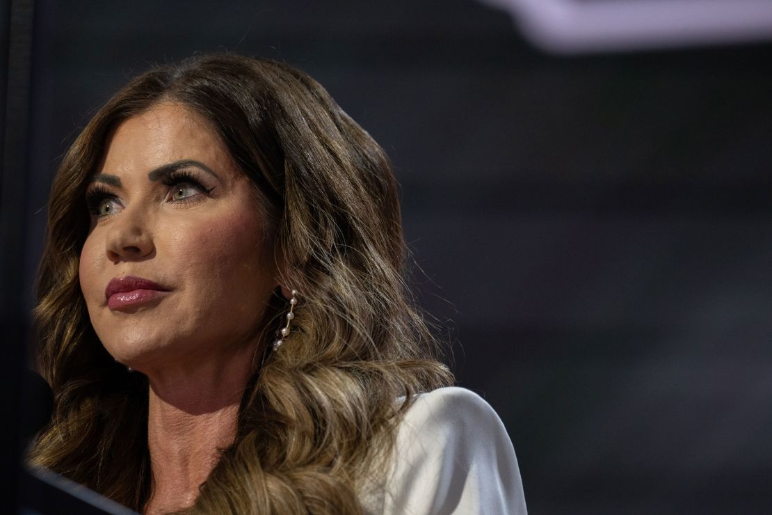 Kristi Noem, governor of South Dakota, speaks during the Republican National Convention in Milwaukee on July 15, 2024.