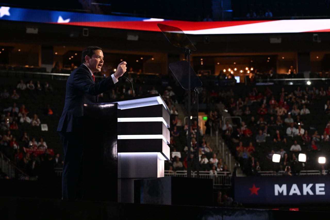 Marco Rubio speaks at the 2024 Republican National Convention in Milwaukee, Wisconsin, on July 16.