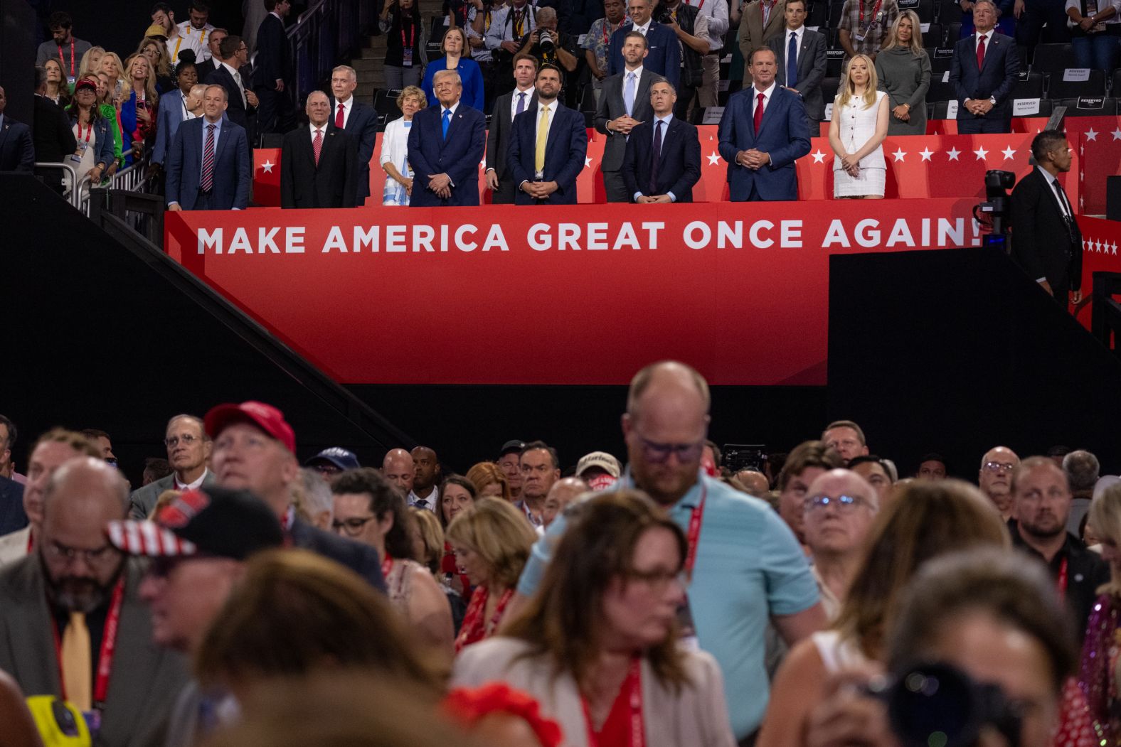 Trump and Vance stand for the benediction at the end of Tuesday's events.