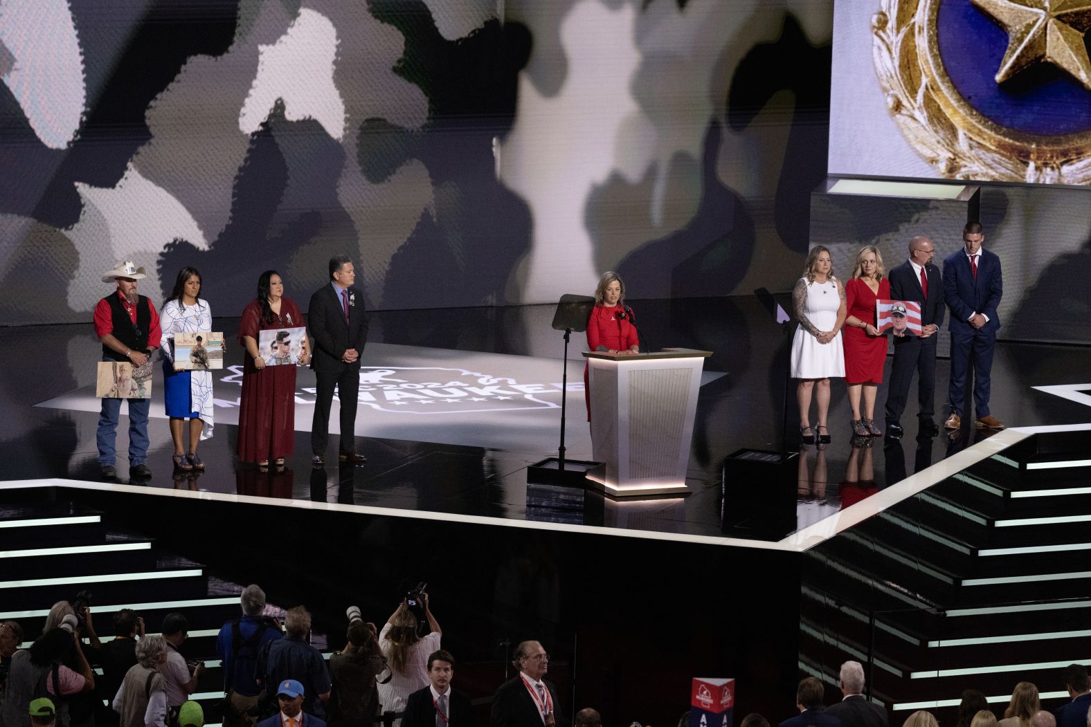 Families of several American service members killed in Afghanistan take the stage on Wednesday. The service members were killed <a >during the US troop withdrawal in 2021</a>.