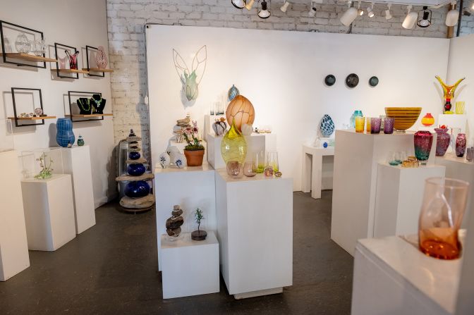 <strong>Artists' wares:</strong> The North Carolina Glass Center in the River Arts District has a range of glass works for sale.
