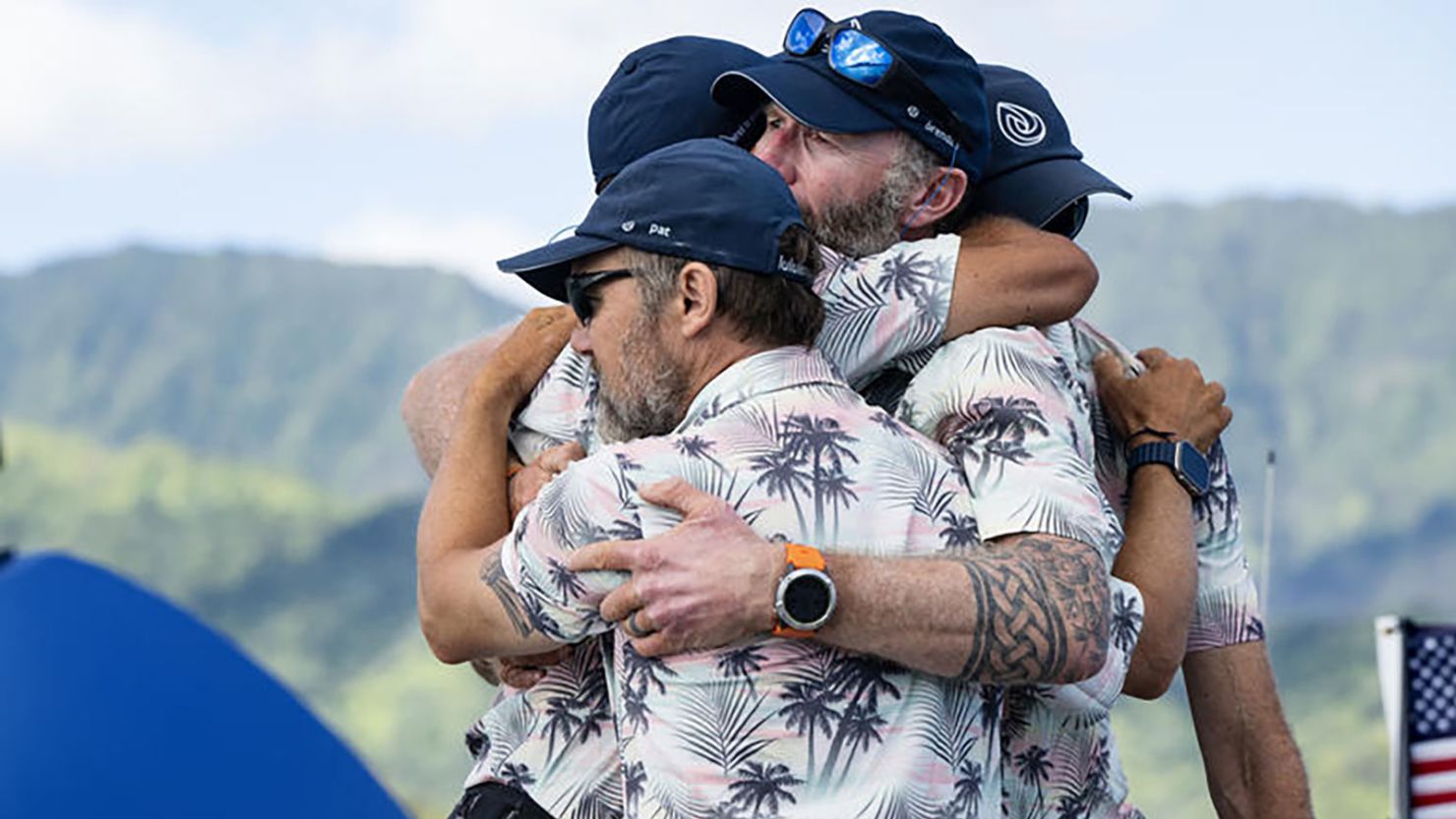 Patrick Morrissey, front, with his teammates Scott Forman, Brendan Cusick and Peter Durso, who crossed the Pacific Ocean as part of the World's Toughest Row challenge.