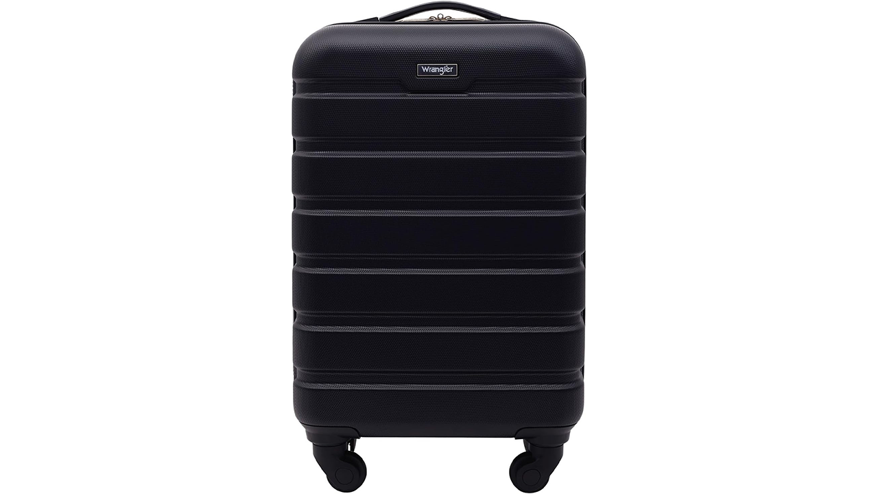 Wrangler Hardside Spinner Luggage, Black, Carry-On 20-Inch stock photo