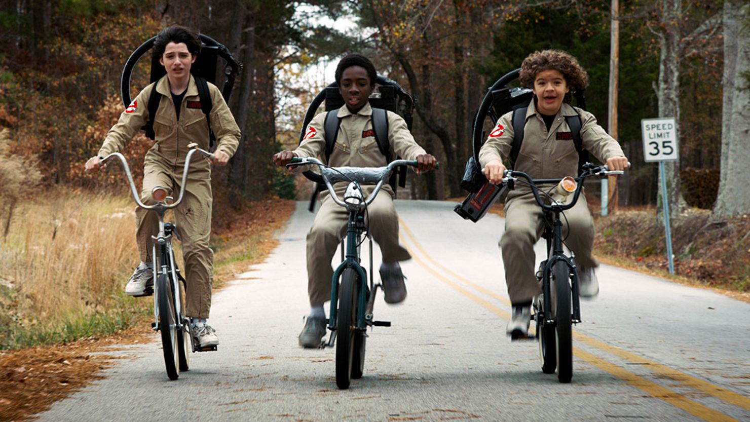 Finn Wolfhard, Caleb McLaughlin and Gaten Matarazzo in Season 2 of "Stranger Things."