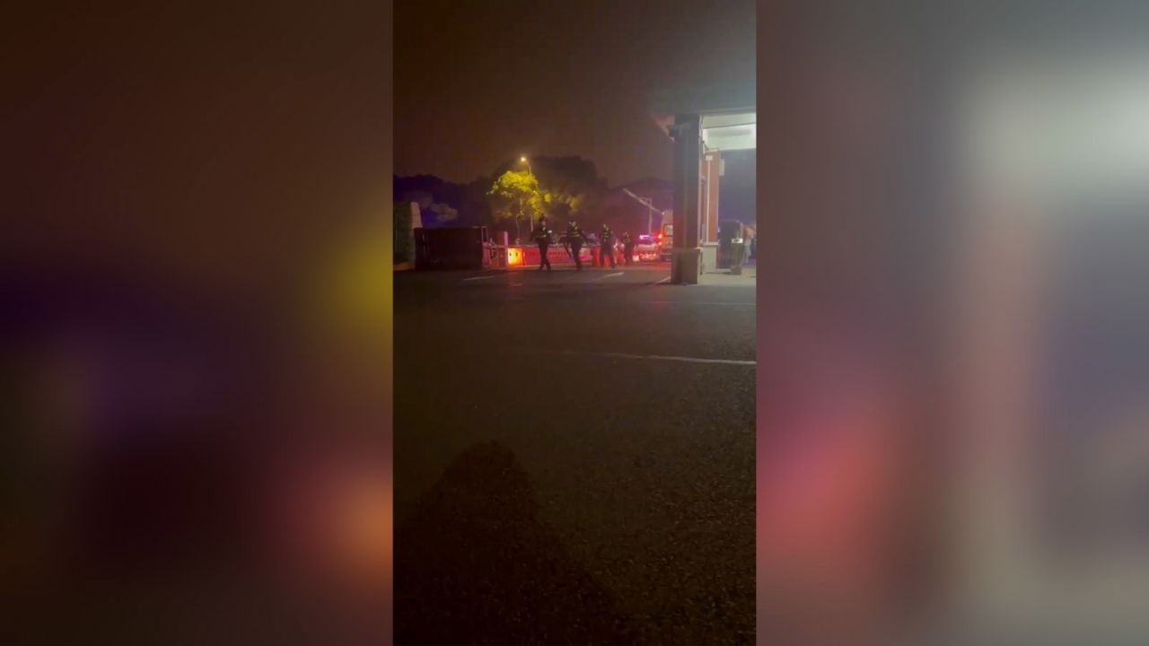 Police respond following a stabbing attack at vocational college in Yixing, Wuxi city, Jiangsu, China November 16, 2024 in this screen grab obtained from social media video.