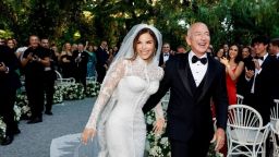 Amazon Founder Jeff Bezos and Media Personality Lauren Sanchez Bezos react on the day of their wedding in Venice, Italy, June 27, 2025 in this picture obtained from social media. @laurensanchezbezos via Instagram/via REUTERS  THIS IMAGE HAS BEEN SUPPLIED BY A THIRD PARTY. MANDATORY CREDIT. NO RESALES. NO ARCHIVES.