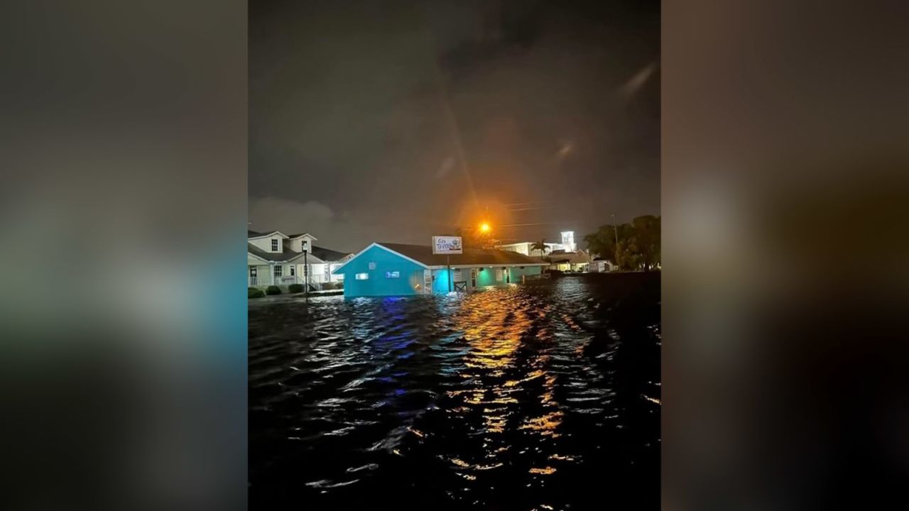 A building is affected by severe flooding due to Hurricane Helene in Charlotte County, Florida on September 26, 2024.