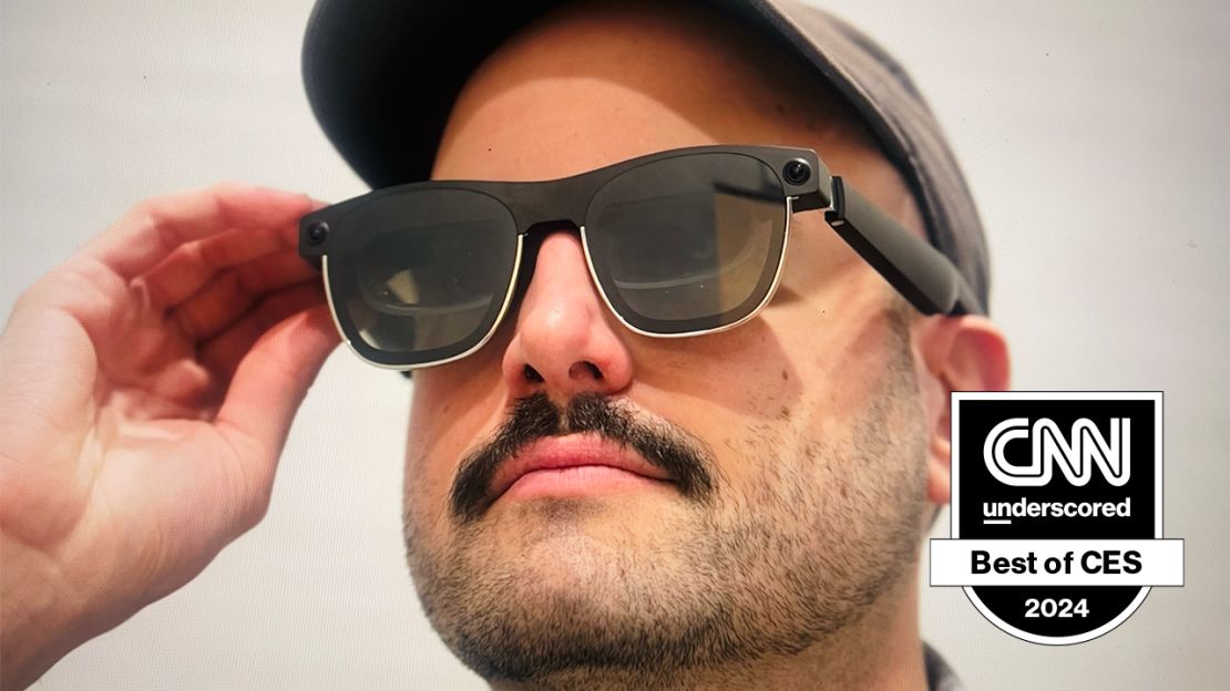 CNN Underscored senior tech writer Mike Andronico tries on the Xreal Air 2 Ultras.