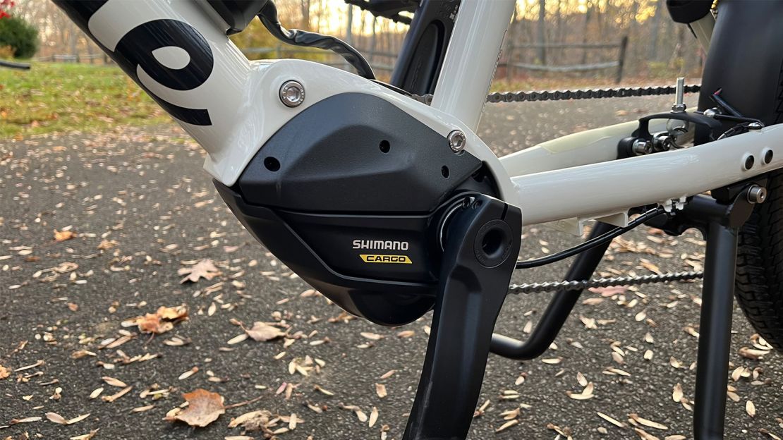 The mid-drive Shimano motor is powerful, responsive and allows for the neat adjustable dropout system as well as more practical things like making rear flat fixes a lot more straightforward.