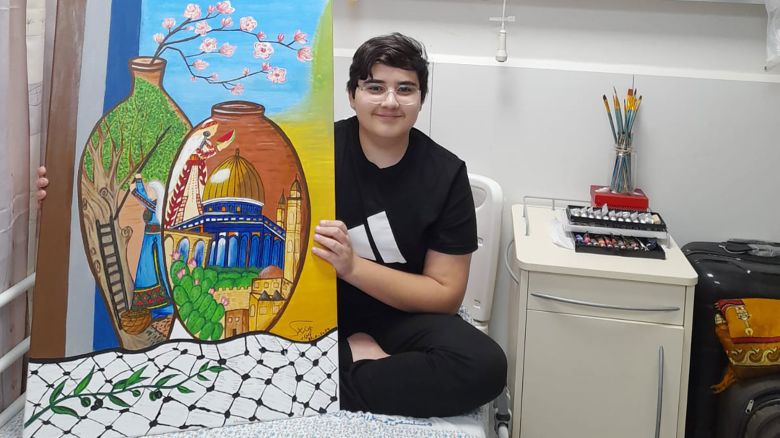Yamen's dream is to become an artist. While living in his hospital room in Jerusalem for the past two years, he's been painting colorful illustrations that remind him of his home in Gaza.