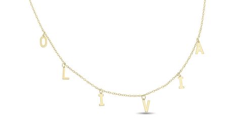 Zales Name Necklace with Capital Letter Charm in 10k Gold