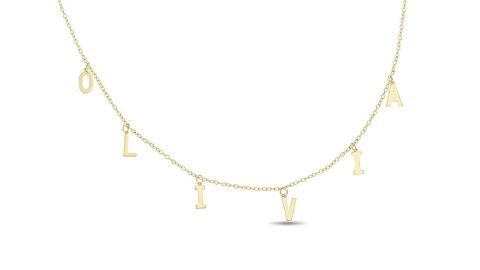 Zales Capital Letter Charm Name Station 10K vàng Gold Necklace