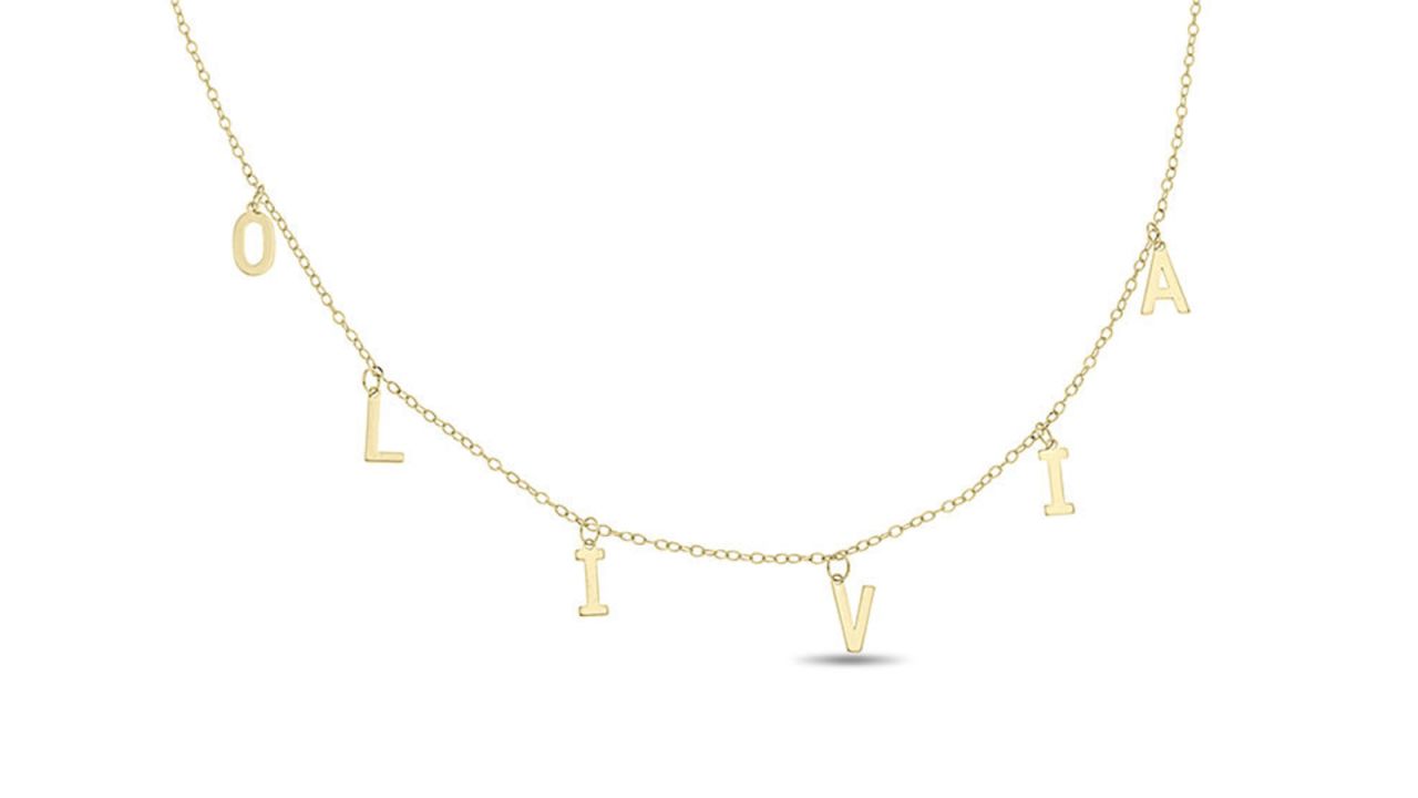 Zales Uppercase Letter Charm Station Name Necklace in 10K Gold