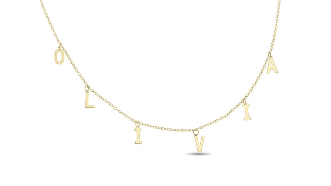 Zales Uppercase Letter Charm Station Name Necklace in 10K Gold