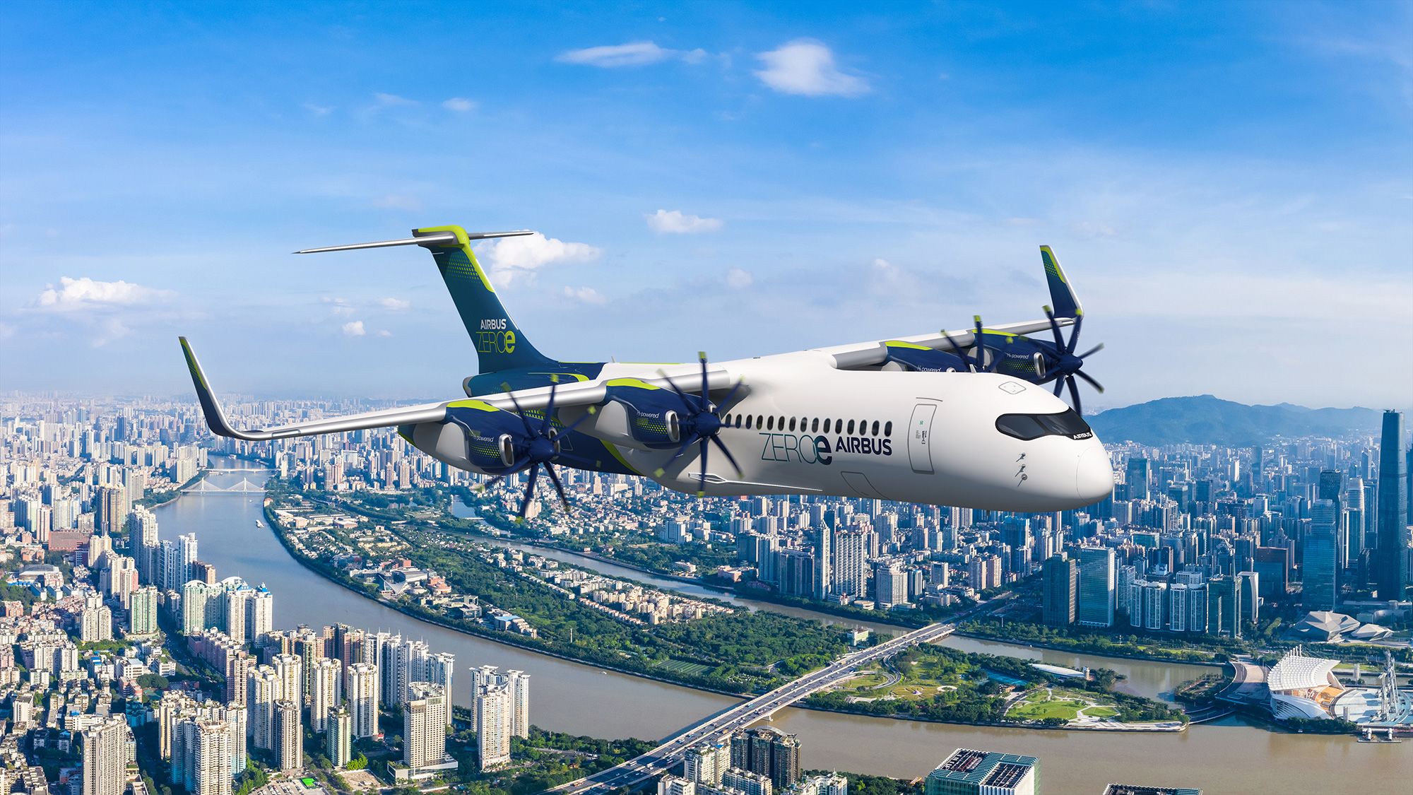 A rendering of the ZEROe aircraft by Airbus, which could be in skies by the late 2030s.