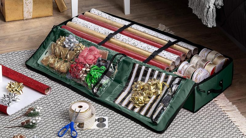 Wrapping paper storage discount organizer