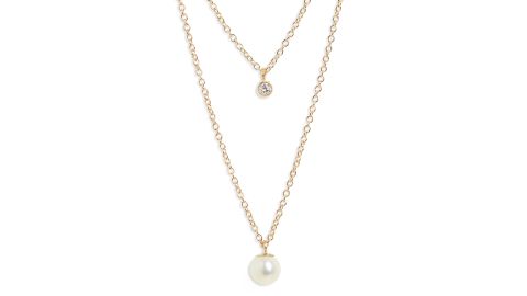 Zoë Chicco . Diamond & Pearl Layered Pendant Necklace